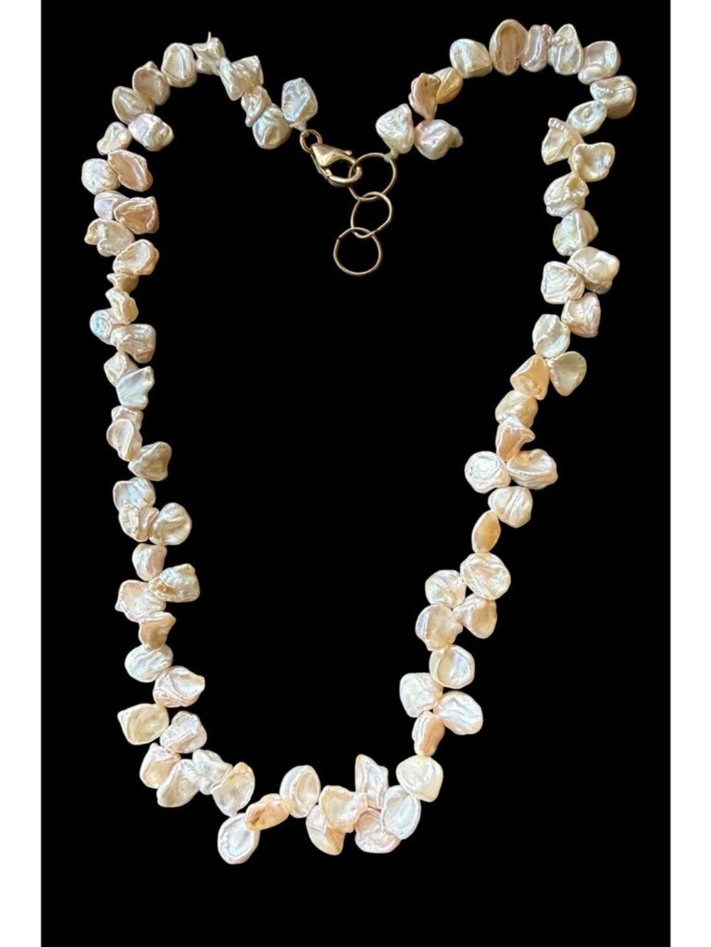 Vintage Freshwater Pink Keshi Pearl Necklace 12k Yellow Gold Filled Clasp
